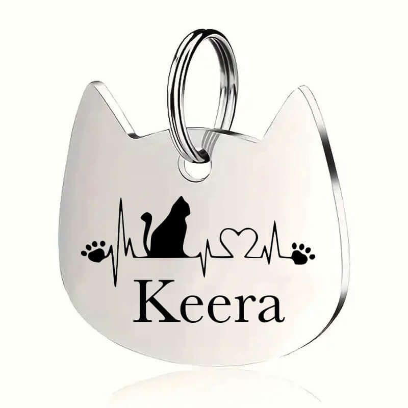 Engraved stainless steel personalized cat tag for pet ID