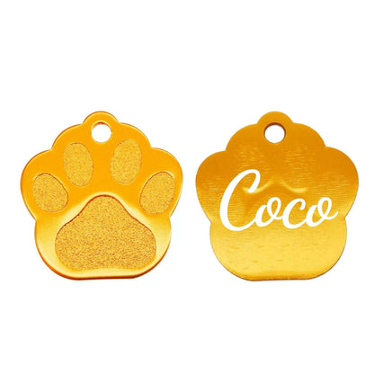 Personalized paw tag with engraving for pet identification