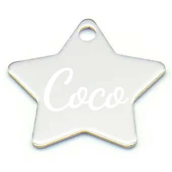 Engraved aluminum pet tag with star shape for pet ID