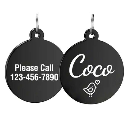 Custom engraved stainless steel pet tags for dogs and luggage