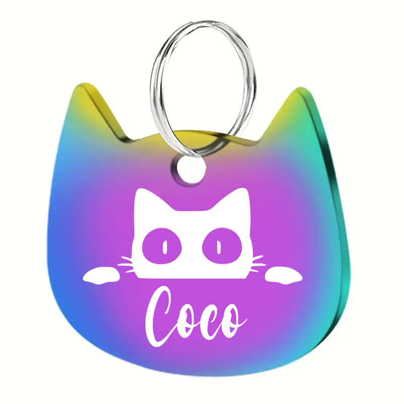 Engraved stainless steel personalized cat tag for pet ID