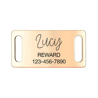 Stainless steel slide on collar dog tag with engraved text