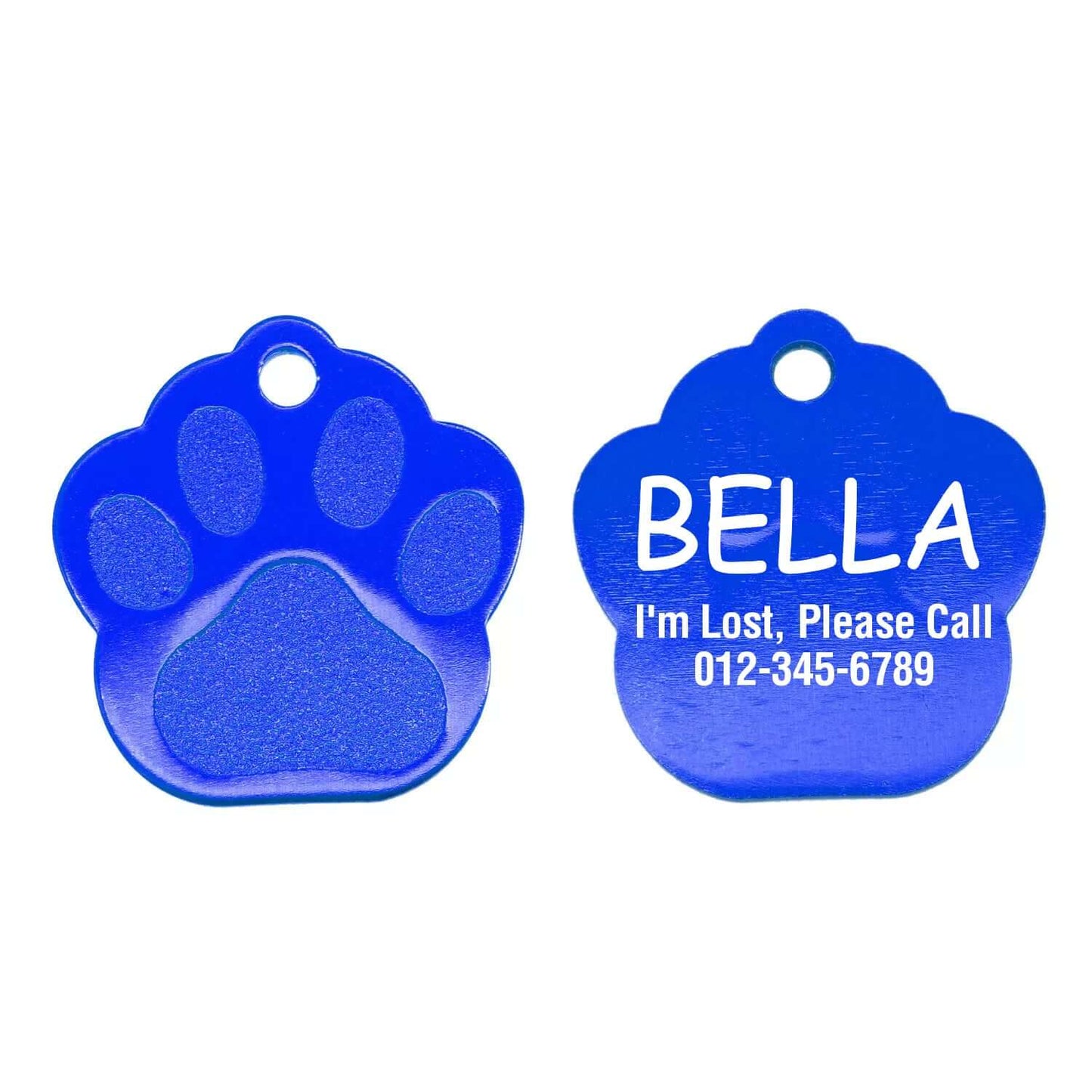 Personalized paw tag with engraving for pet identification