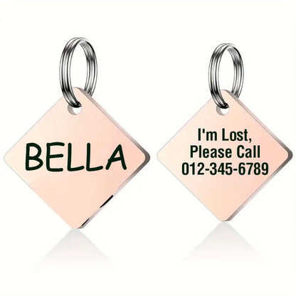 Stainless steel pet tag with custom engraving for clear ID