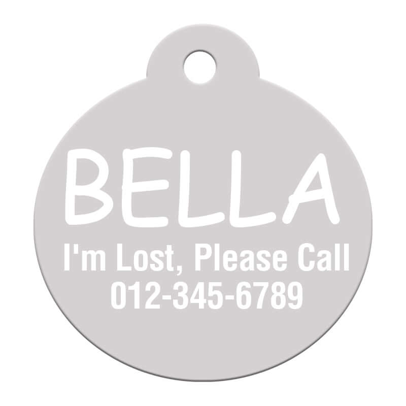 Engraved cat tag with loop design for a personalized pet ID