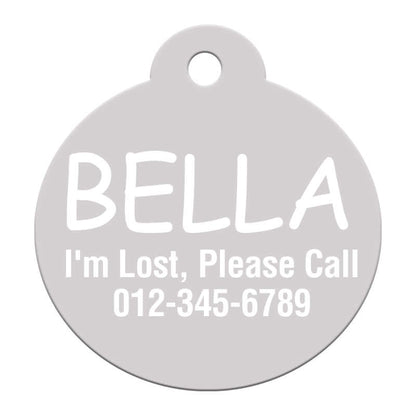 Engraved cat tag with loop design for a personalized pet ID