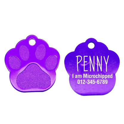 Personalized paw tag with engraving for pet identification