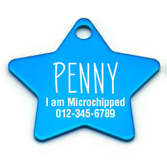 Engraved aluminum pet tag with star shape for pet ID