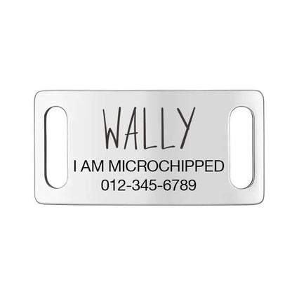 Stainless steel slide on collar dog tag with engraved text