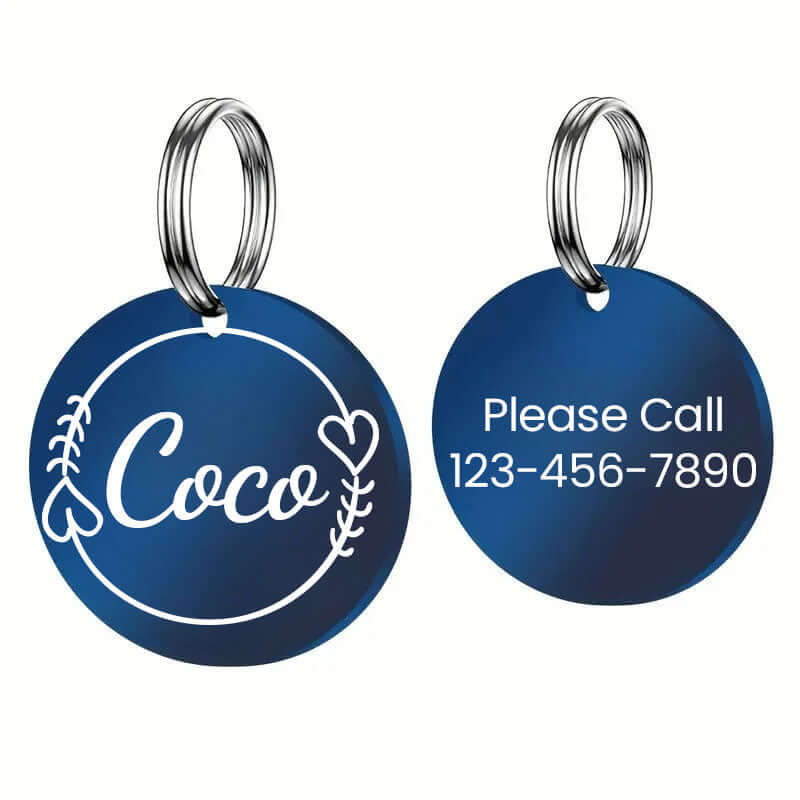 Customizable pet tags with engraved stainless steel design