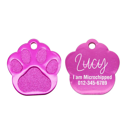 Personalized paw tag with engraving for pet identification