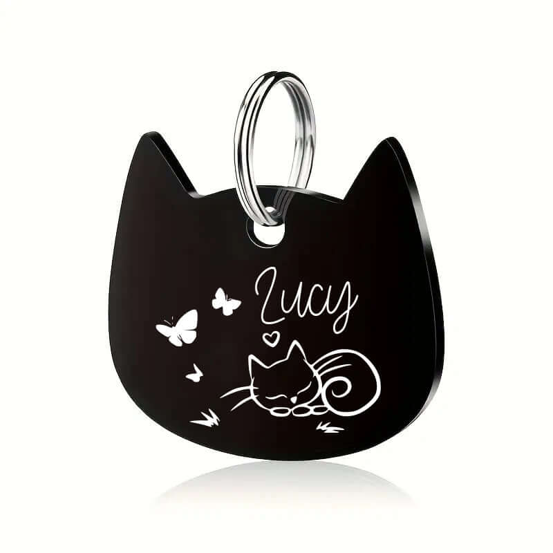 Engraved stainless steel personalized cat tag for pet ID