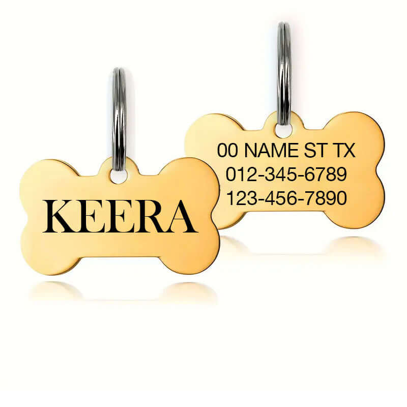 Bone Dog Tags Bone-shaped dog tag with custom engraving in stainless steel