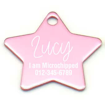 Engraved aluminum pet tag with star shape for pet ID