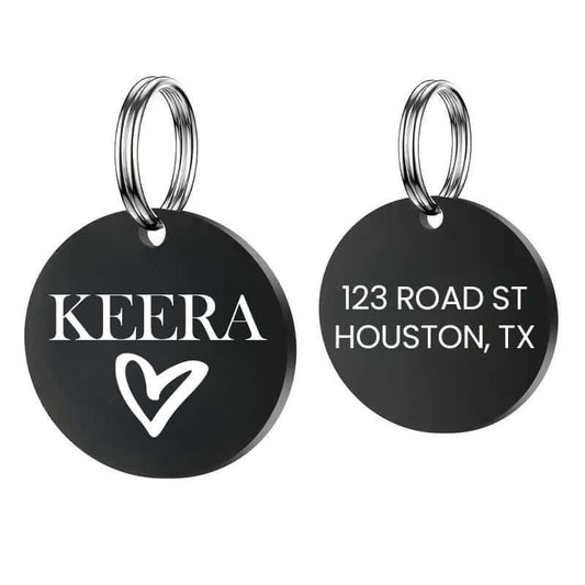 Customizable pet tags with engraved stainless steel design