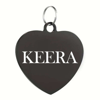 Heart shaped dog tag with custom engraving in stainless steel