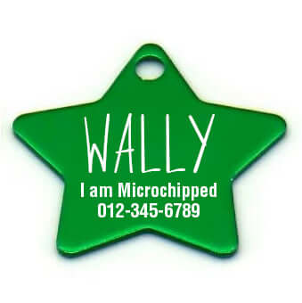 Engraved aluminum pet tag with star shape for pet ID