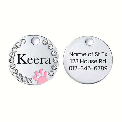 Diamond dog tag with engraved stainless steel for pets