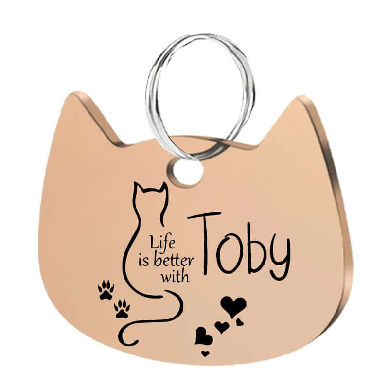 Engraved stainless steel personalized cat tag for pet ID