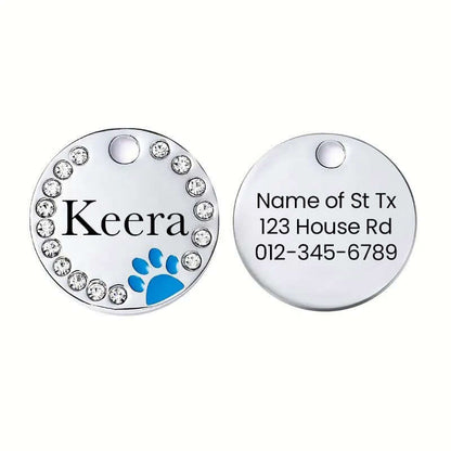 Diamond dog tag with engraved stainless steel for pets