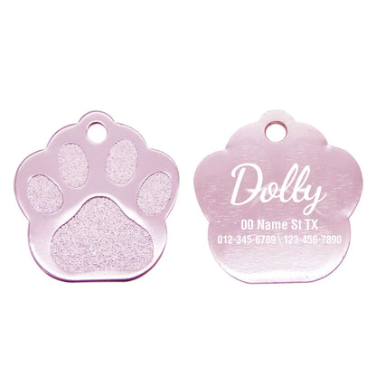 Personalized paw tag with engraving for pet identification