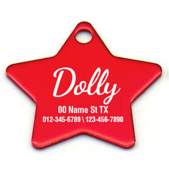 Engraved aluminum pet tag with star shape for pet ID