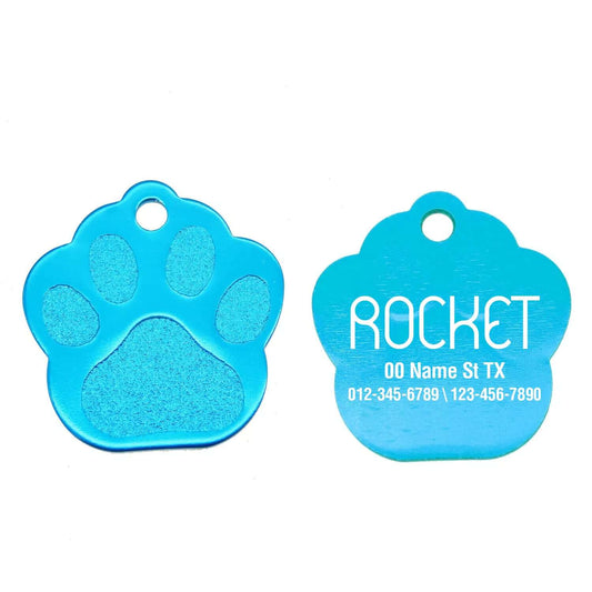 Personalized paw tag with engraving for pet identification