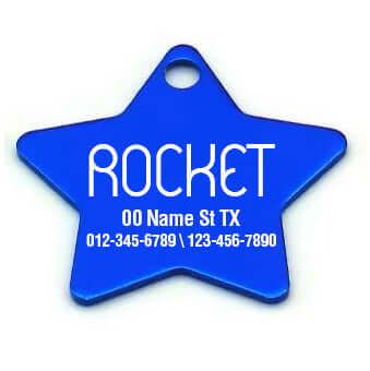 Engraved aluminum pet tag with star shape for pet ID