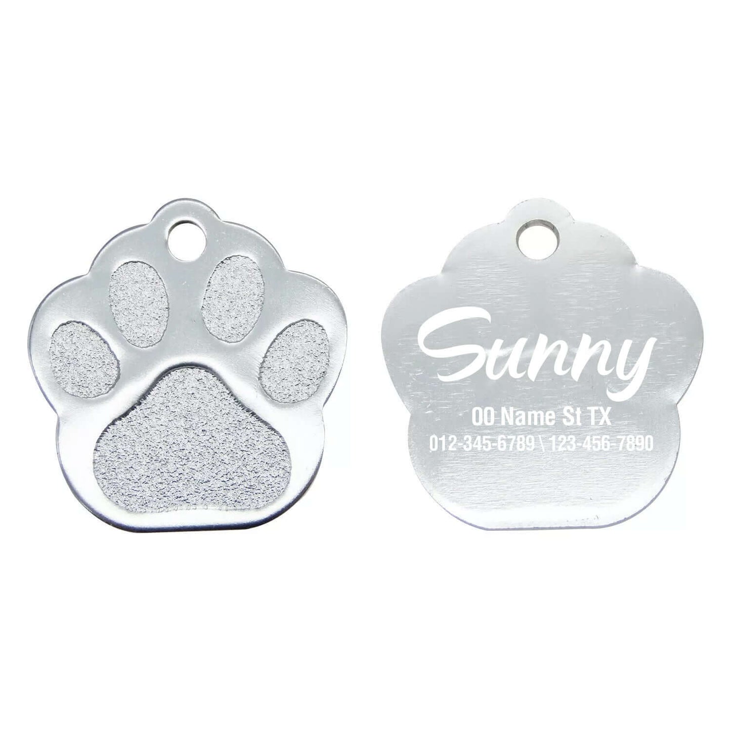 Personalized paw tag with engraving for pet identification