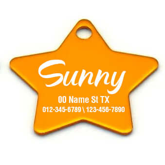 Engraved aluminum pet tag with star shape for pet ID