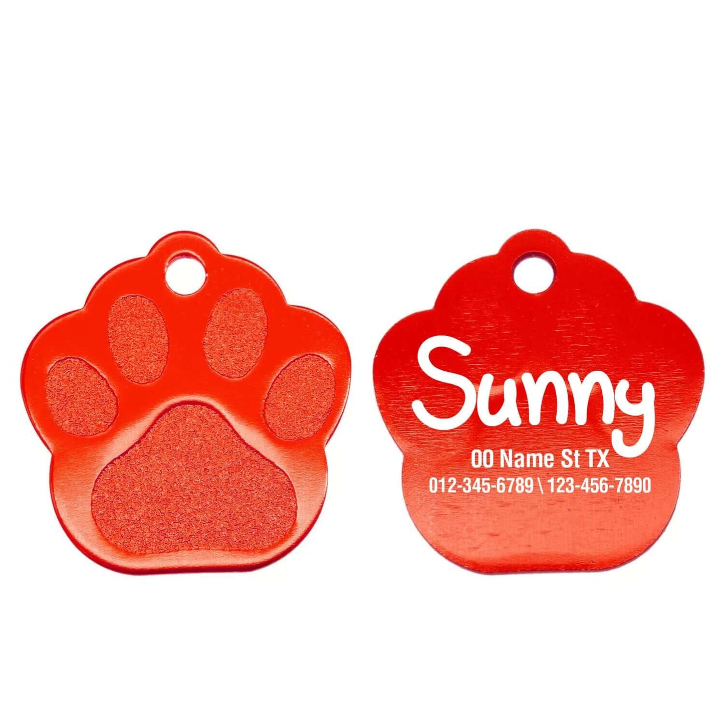 Personalized paw tag with engraving for pet identification