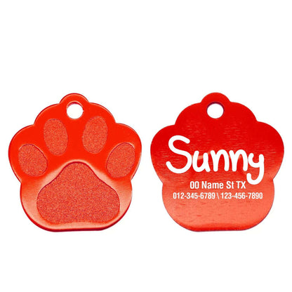 Personalized paw tag with engraving for pet identification