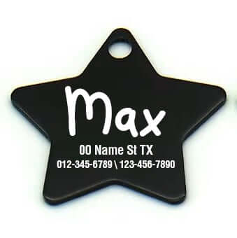 Engraved aluminum pet tag with star shape for pet ID