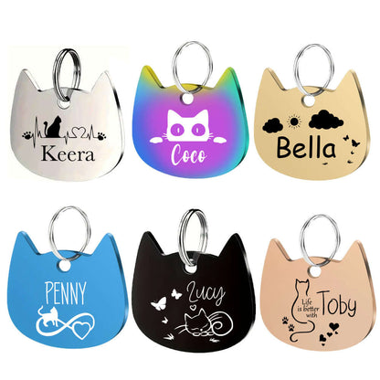 Engraved stainless steel personalized cat tag for pet ID