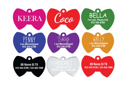 Bow tie pet tag – personalized cat and dog tags engraved