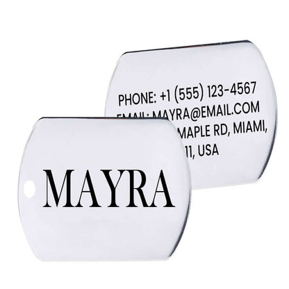 Engraved stainless steel military ID dog tag for pets & gear
