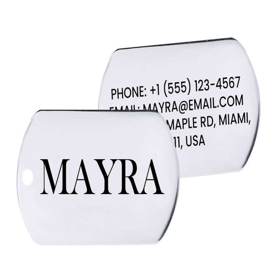 Engraved stainless steel military ID dog tag for pets & gear